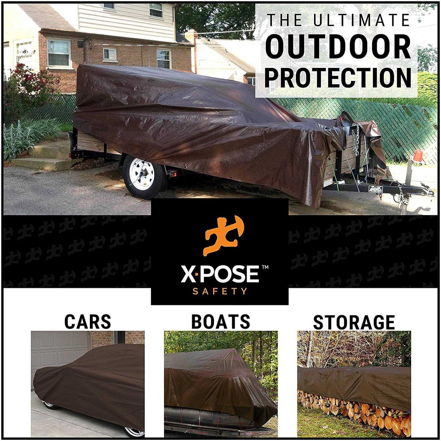 Xpose Safety Super Heavy Duty 16 Mil Brown Poly Tarp - MT - Mrs Treak