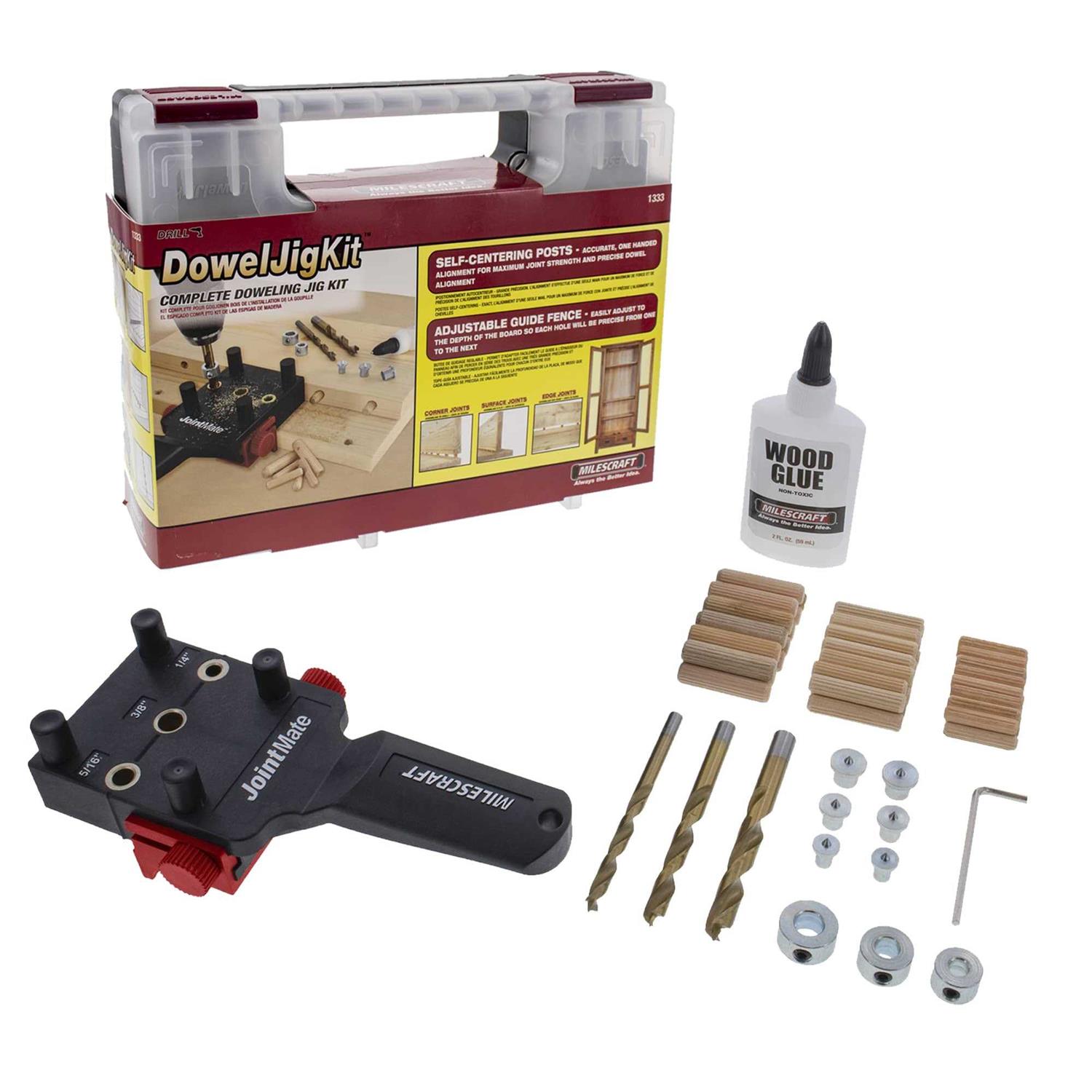 Milescraft Doweling Bundle with Handheld Dowel Jig, Dowel Pins and Dowel Kits - MT - Mrs Treak