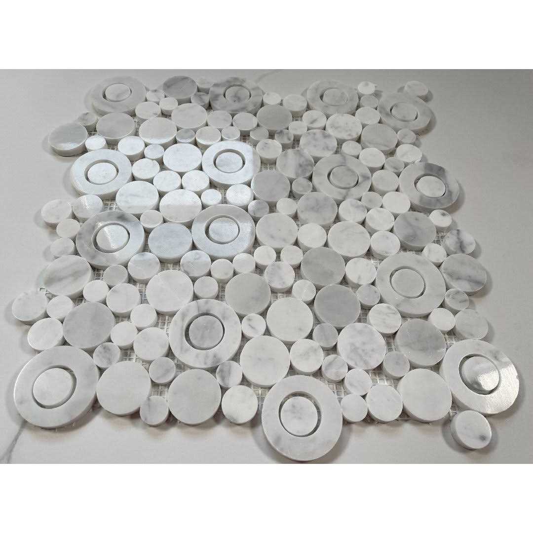 Marble Online Carrara Venato Marble Daisy Flower Mosaic Tile - MT - Mrs Treak