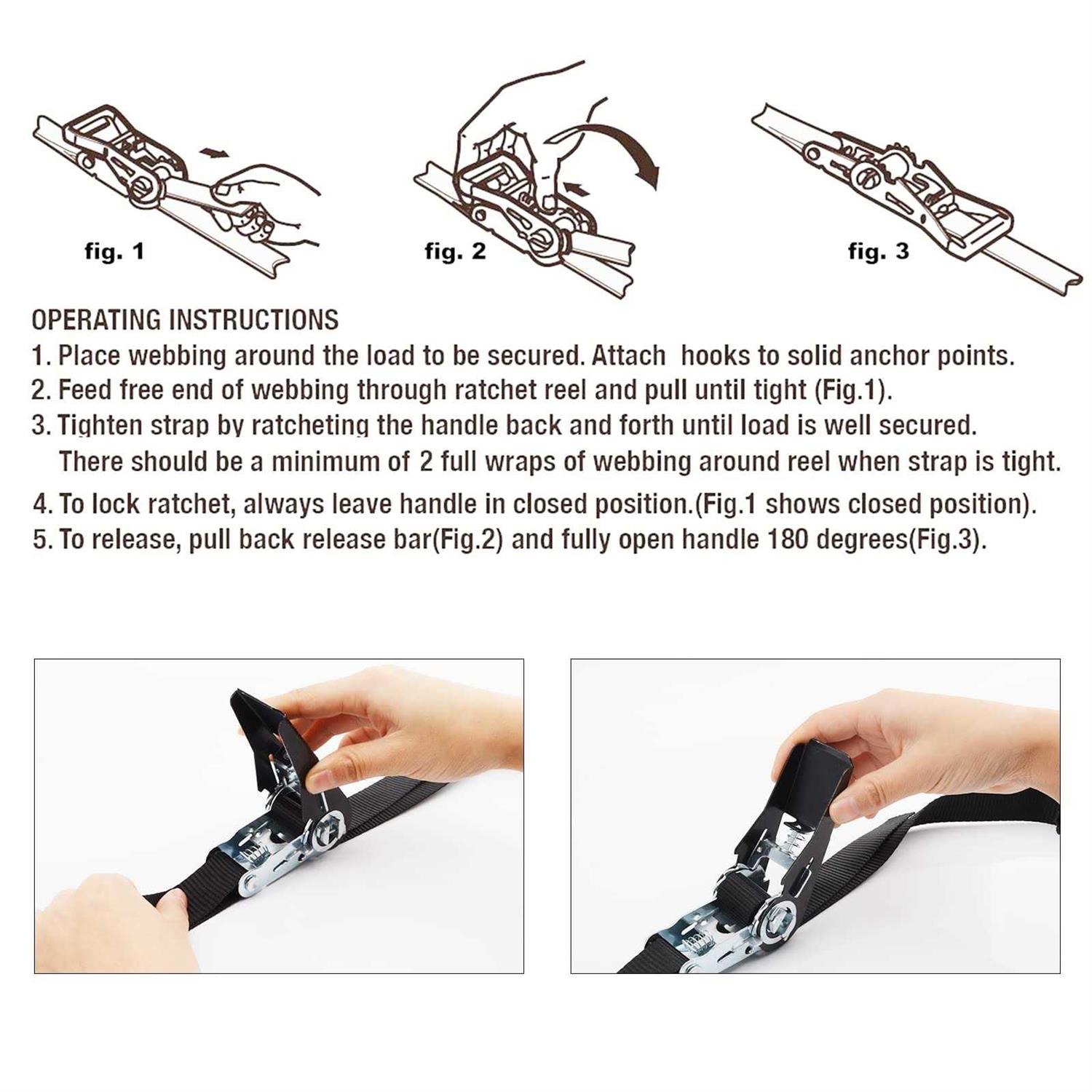 XSTRAP STANDARD Ratchet Tie Down Straps 8PK 1 x 10 ft - MT - Mrs Treak