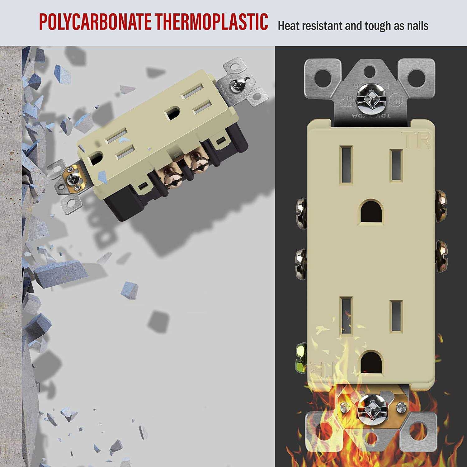 Enerlites Elite Series Decorator Receptacle Child Safe Tamper-Resistant Outlet - MT - Mrs Treak