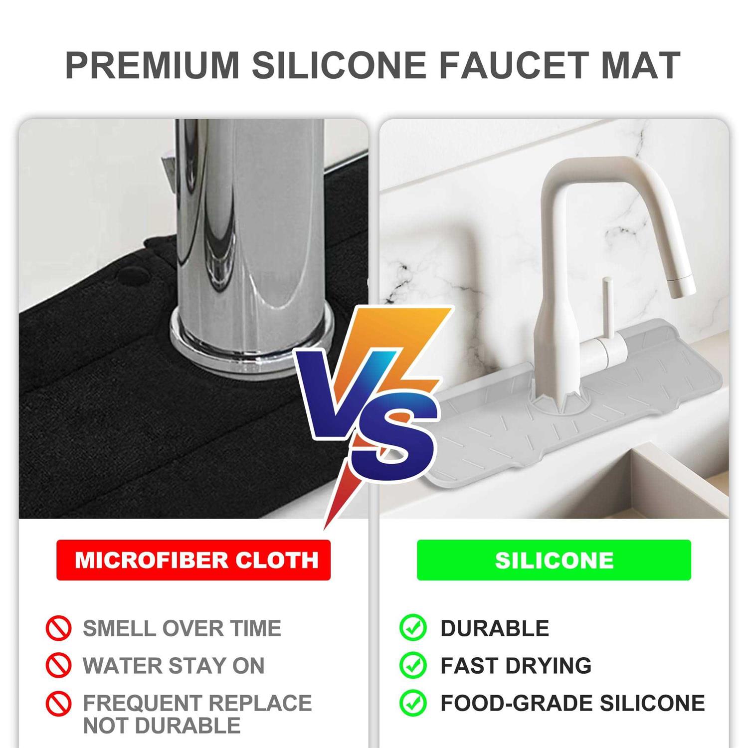 Meiliweser Silicone Sink Splash Guard Gen 2 Slope Upgraded Faucet Mat - MT - Mrs Treak