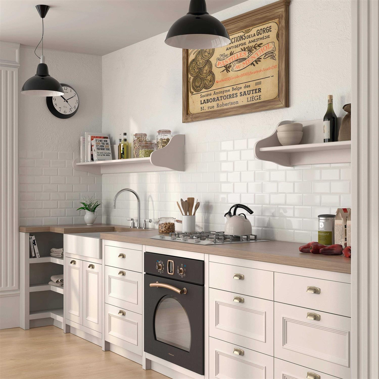 Merola Tile Crown Heights Beveled 3 in. x 6 in. Glossy White Ceramic Wall Tile - MT - Mrs Treak