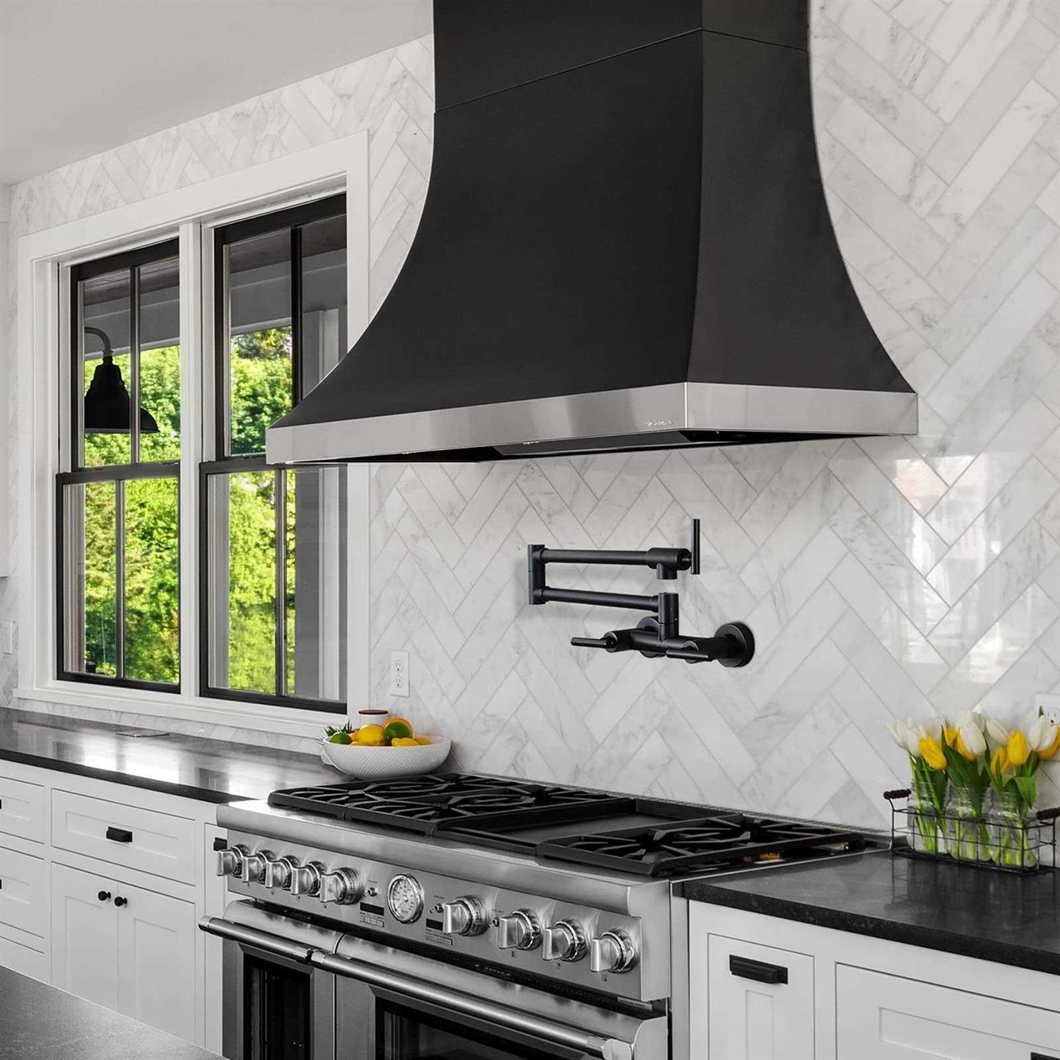 WOWOW Double Handle Wall-Mount Pot Filler Kitchen Faucet 2311100 - MT - Mrs Treak