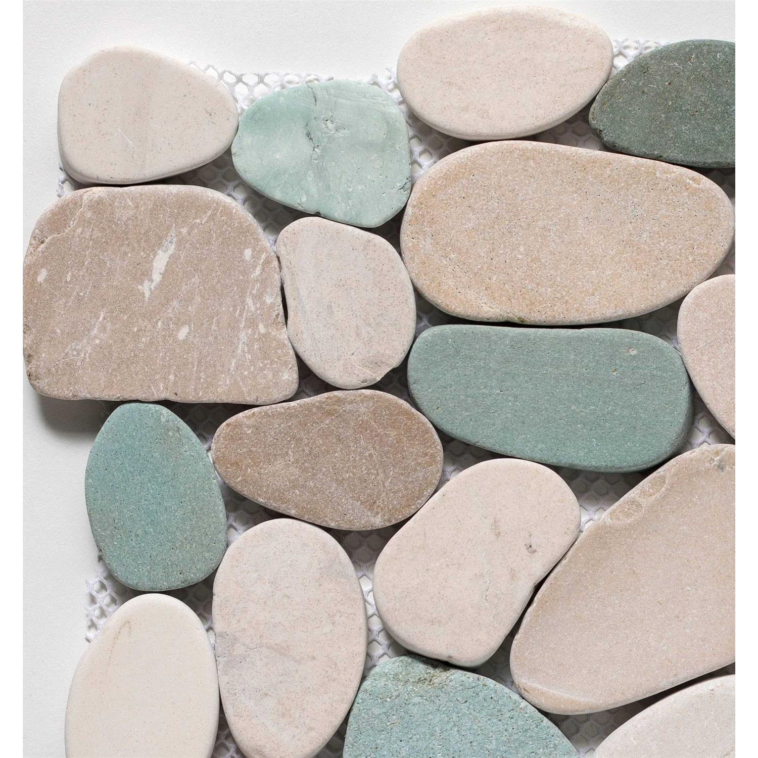 Tile Connection Sliced Pebble Grey 11-1/4 in. x 11-1/4 in. x Mesh-Mounted Mosaic Tile - MT - Mrs Treak