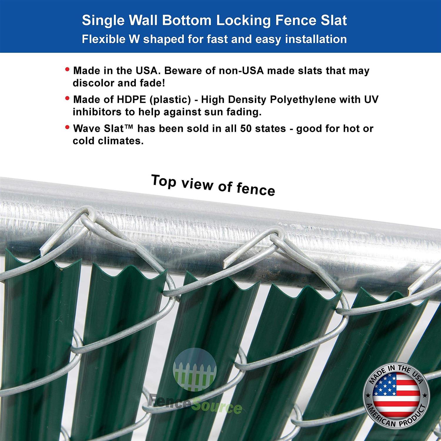 Fencesource Wave Slat Single Wall Bottom Locking Privacy Slat for 4 5 6 7 and 8 Chain Link Fence - MT - Mrs Treak