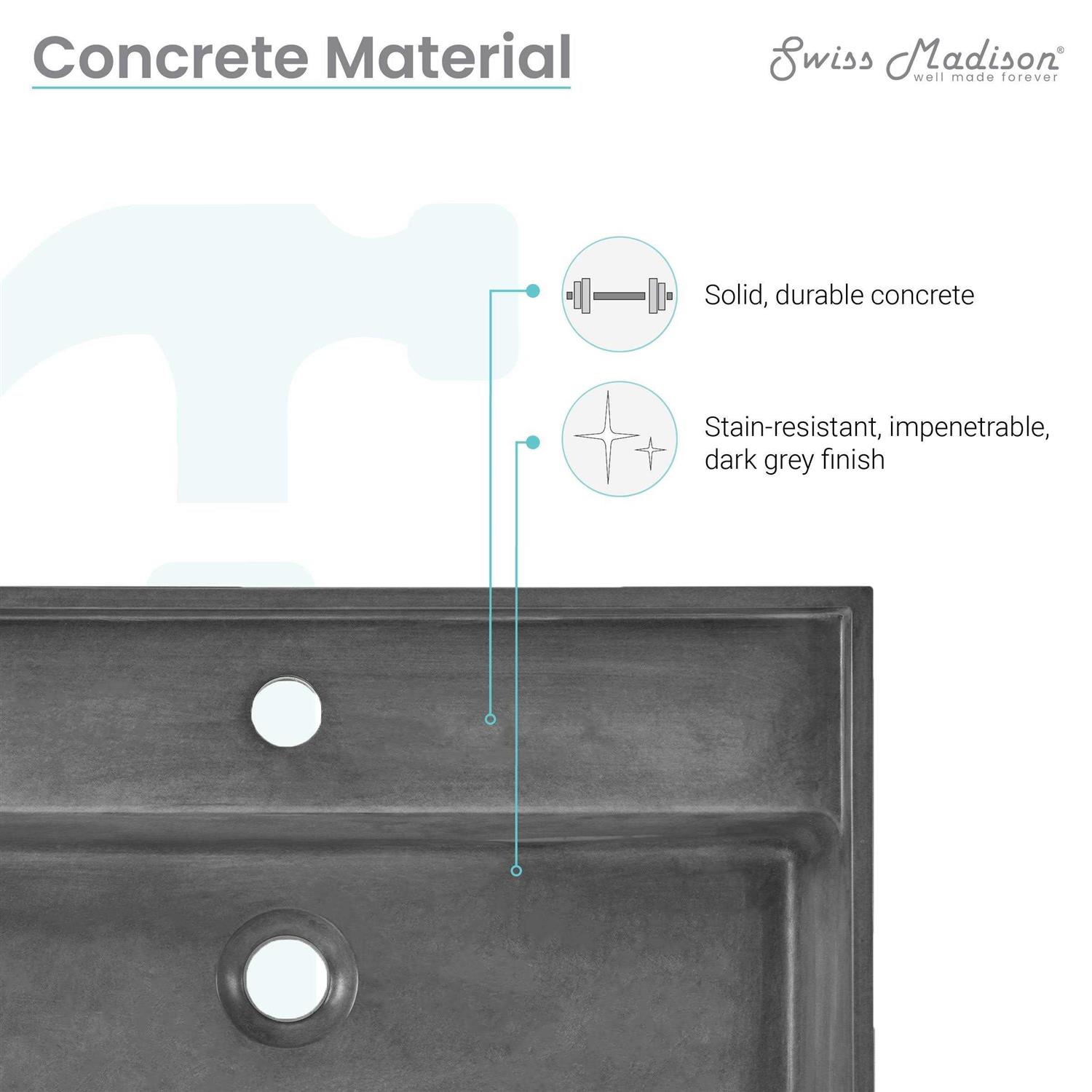 Swiss Madison Lisse 15 Square Concrete Vessel Bathroom Sink in Dark Grey - MT - Mrs Treak