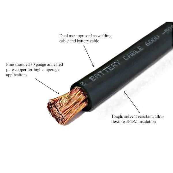 WindyNation Black Red Welding Battery Pure Copper Flexible Cable Wire - MT - Mrs Treak