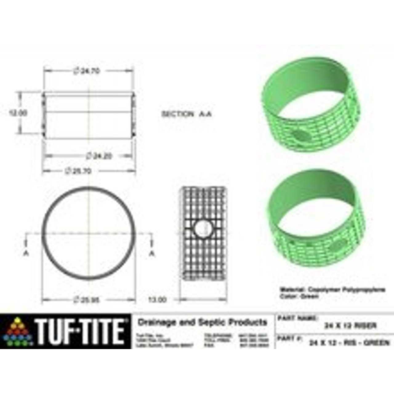 TUF-Tite 24 Heavy Duty Flat Riser Lid for TUF-Tite Risers or Corrugated Pipe Risers - MT - Mrs Treak