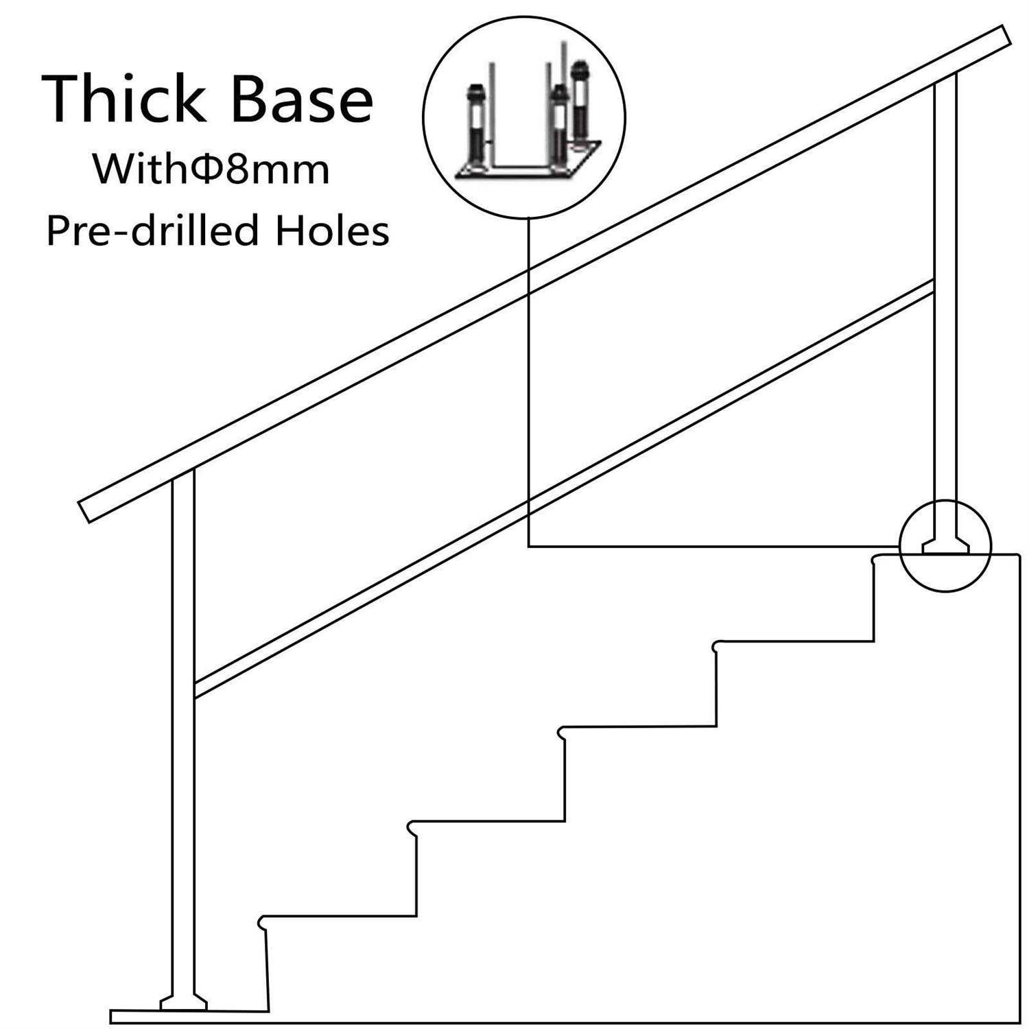 VEVOR 3/5ft Handrail Outdoor Stairs Outdoor Handrail Aluminum w/ Screws - MT - Mrs Treak