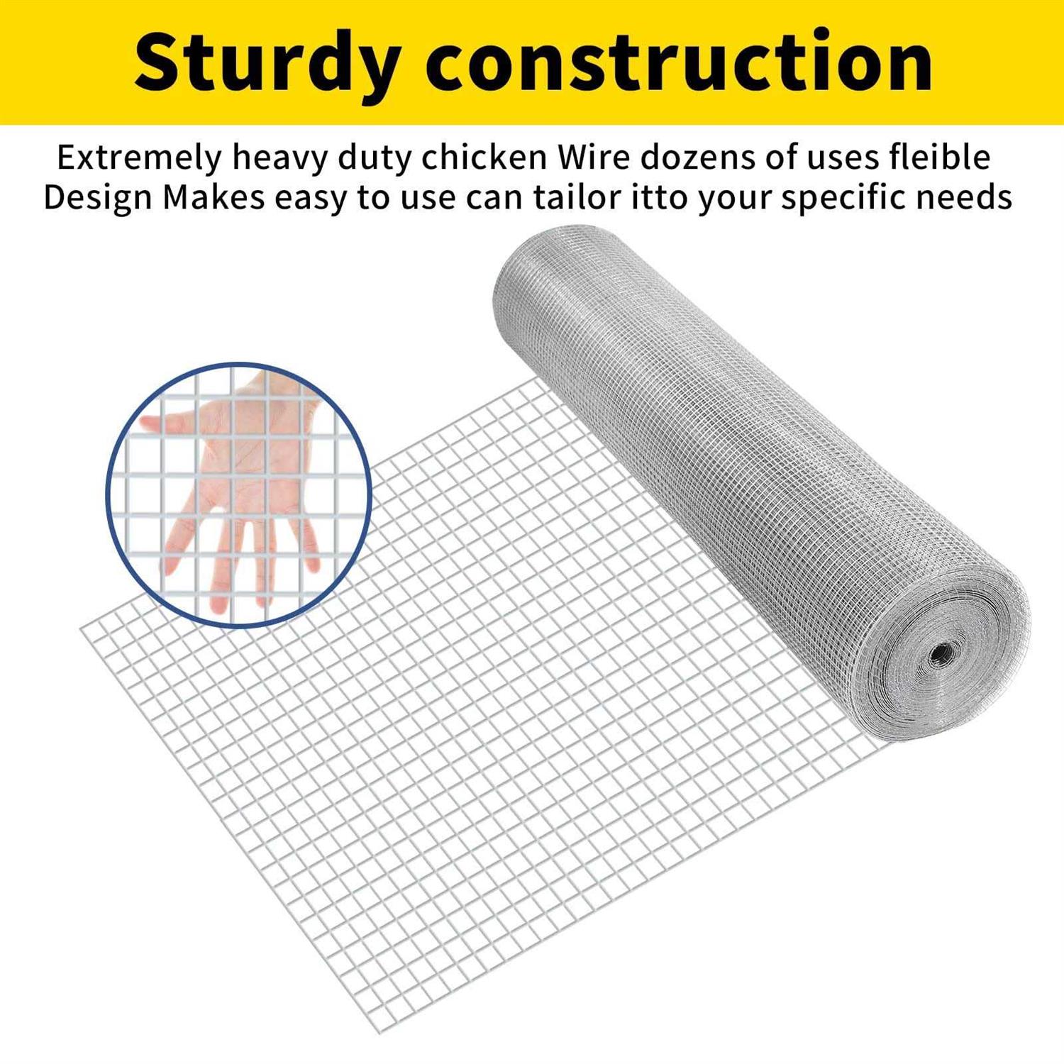 DWALE Hardware Cloth Chicken Wire Mesh Galvanized Wire Mesh 19 Gauge Heavy Duty Galvanized Wire Fence Chicken Fence for Chicken Poultry Coop - MT - Mrs Treak