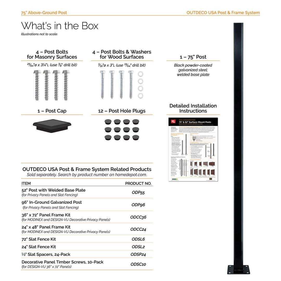 OUTDECO 1/2 in. x 1 in. Black Polymer Slat Fence Spacers - MT - Mrs Treak