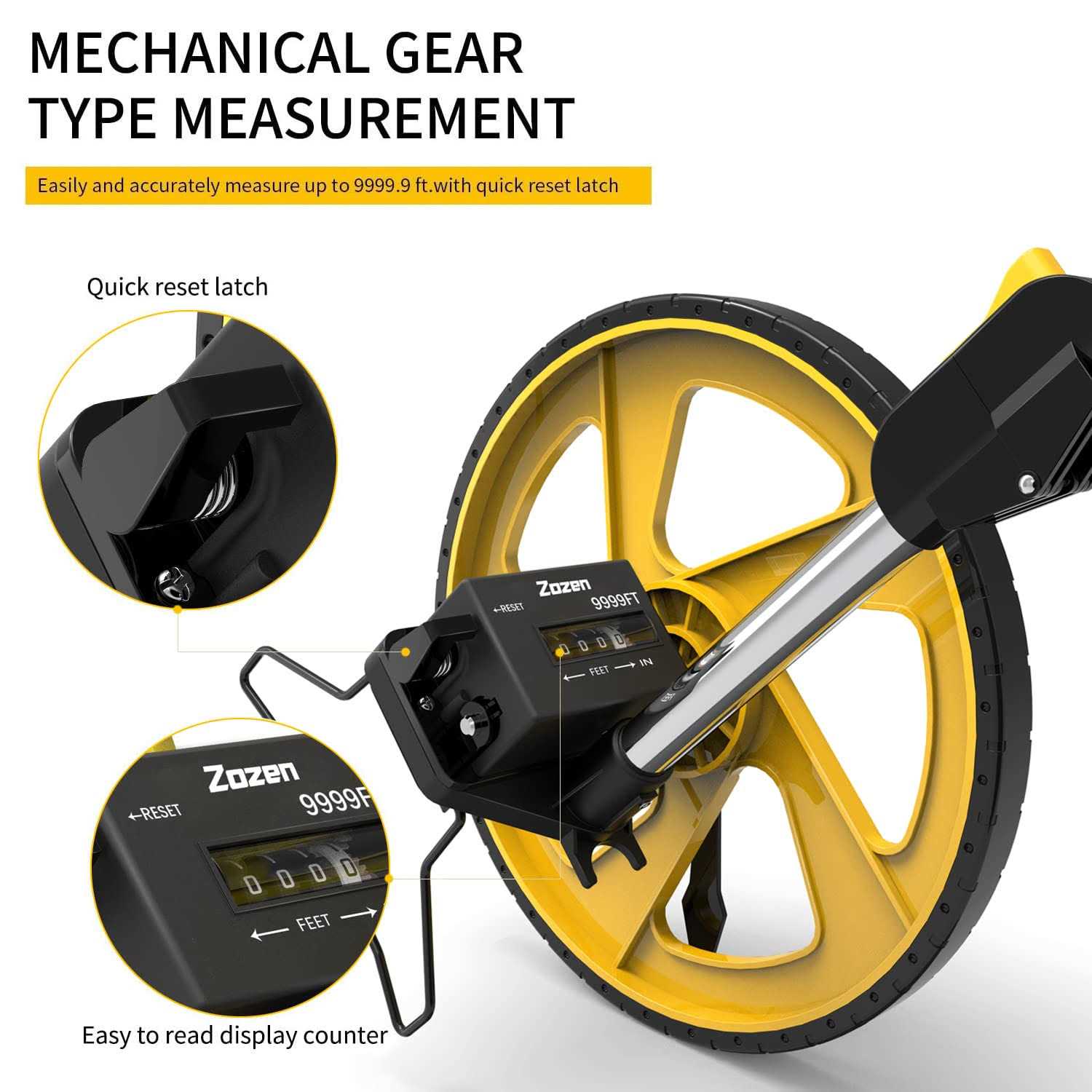 Zozen Measuring Wheel Digital Display 3-sections Foldable 12inch Wheel - MT - Mrs Treak