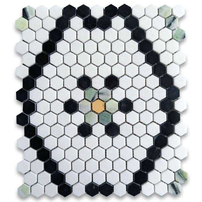 StoneCenterOnline Elongated Hexagon Carrara White Marble Picket Fence Mosaic Tile Honed - MT - Mrs Treak