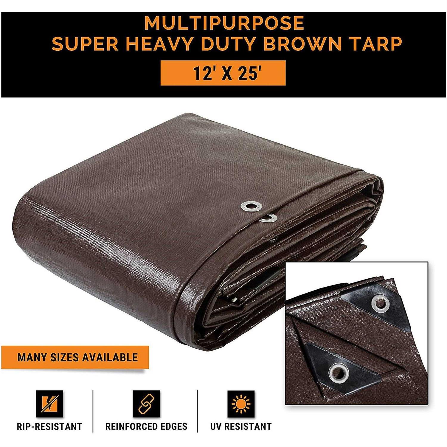Xpose Safety Super Heavy Duty 16 Mil Brown Poly Tarp - MT - Mrs Treak