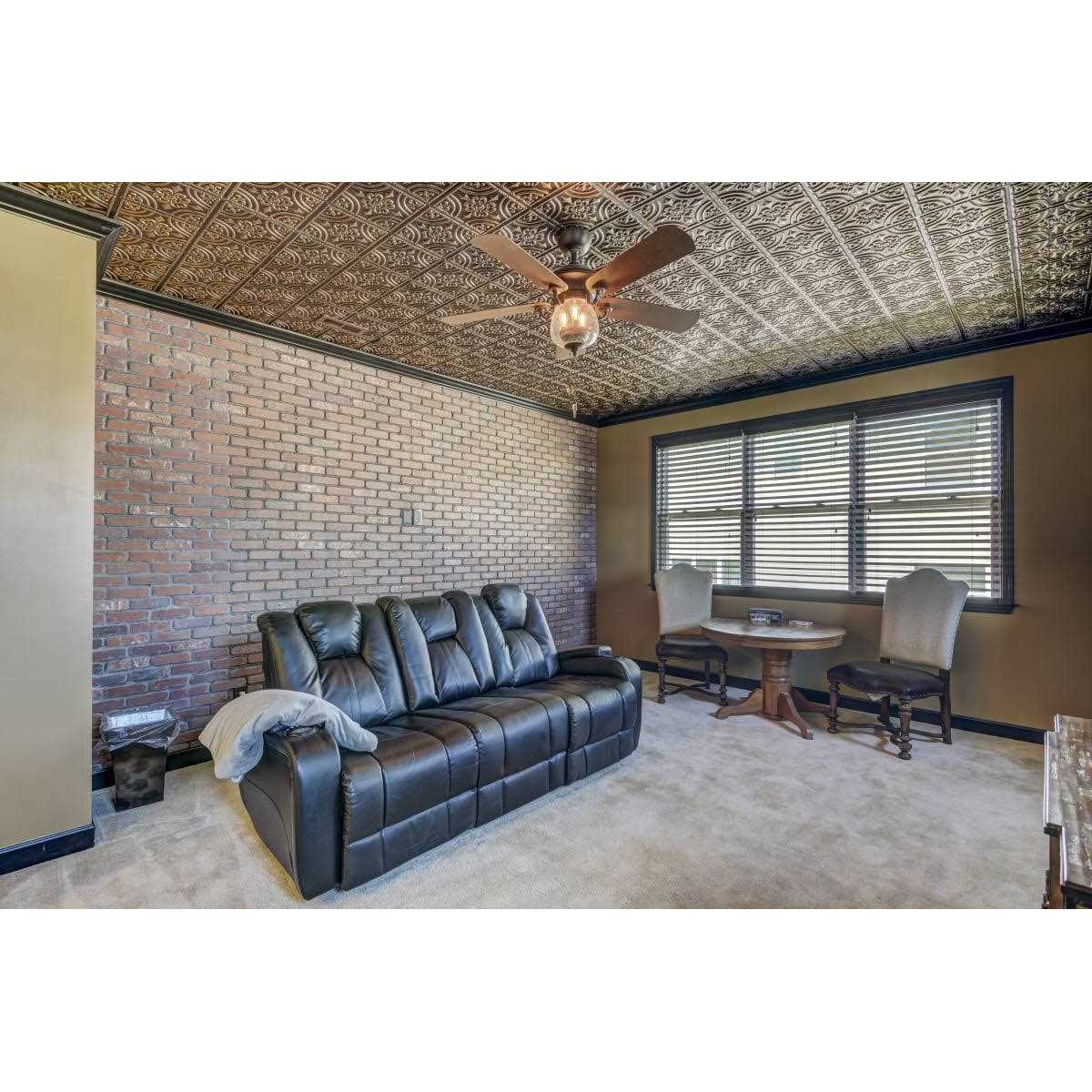 From Plain To Beautiful In Hours Rustic Lattice 2 ft. x 2 ft. PVC Glue-up or Lay-in Ceiling Tile in Antique Copper - MT - Mrs Treak