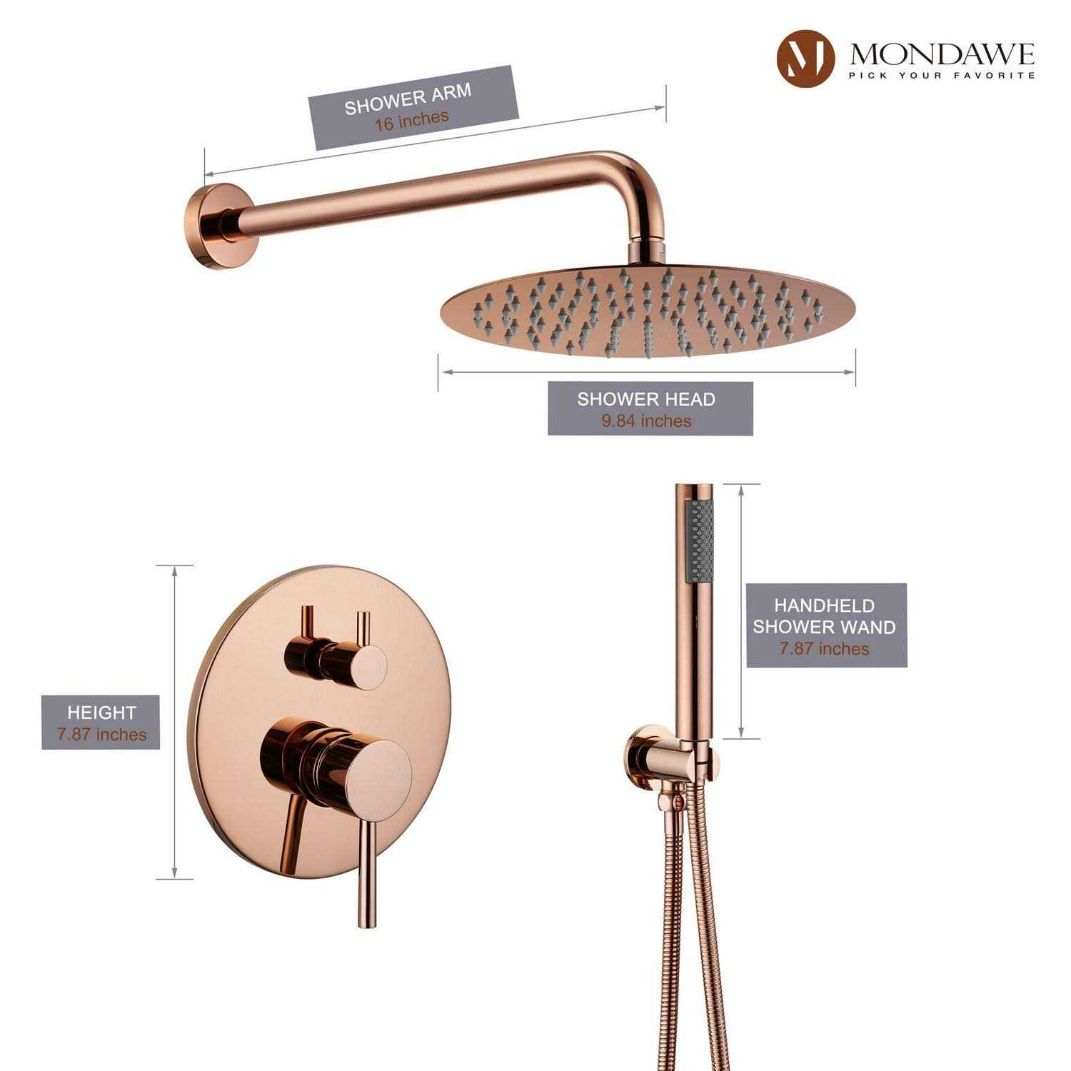 Mondawe LED Display 3 Spray Patterns 12 in. Ceiling Mount Fixed and Handheld Shower Head WFBI6025-12BL - MT - Mrs Treak