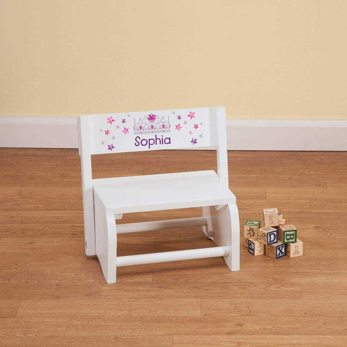 Fox Valley Traders Personalized Children’s White Step Stool - MT - Mrs Treak