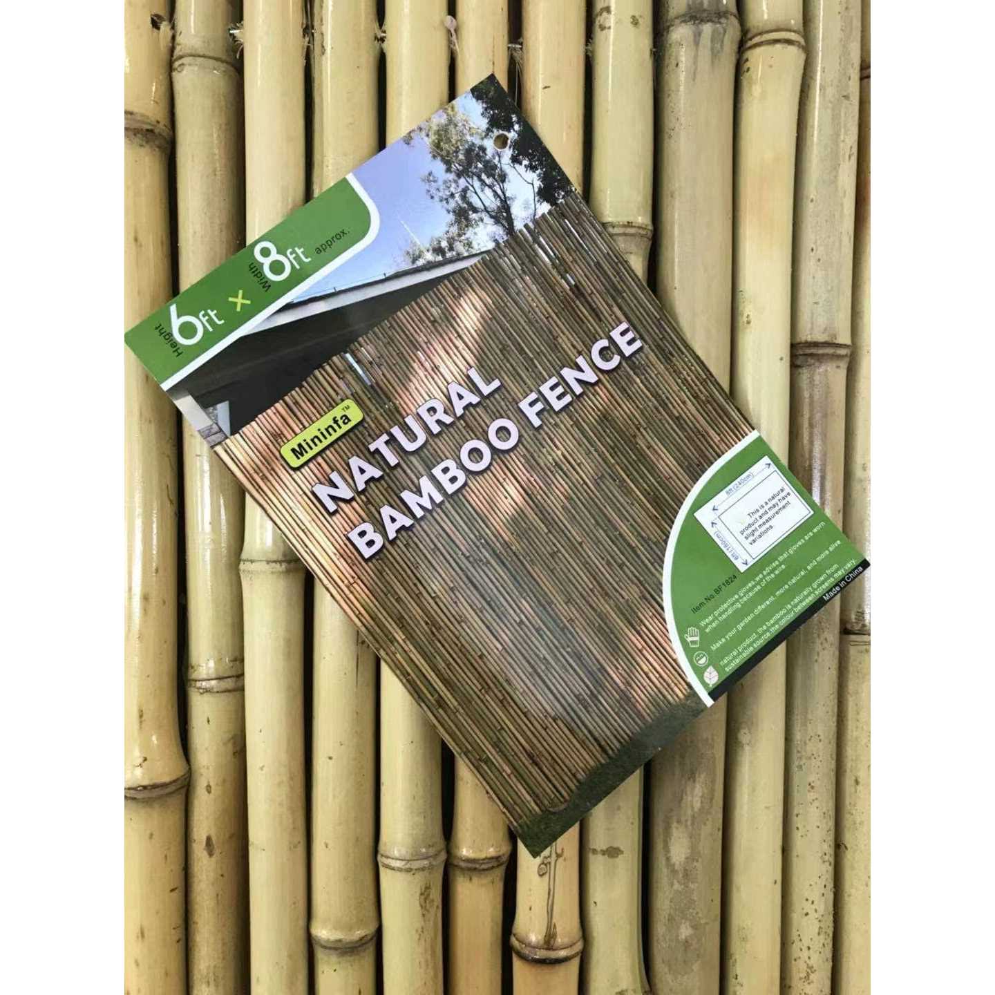 Mininfa Natural Rolled Bamboo Fence Eco-Friendly 0.7 in D x 6 feet High x Long - MT - Mrs Treak