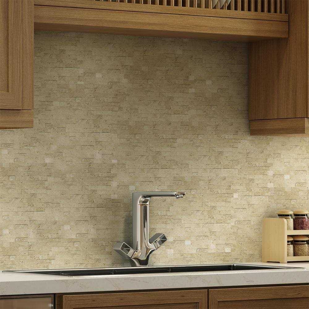MosaicTileOutlet Linear Beige Travertine Peel and Stick Mosaic Tile - MT - Mrs Treak