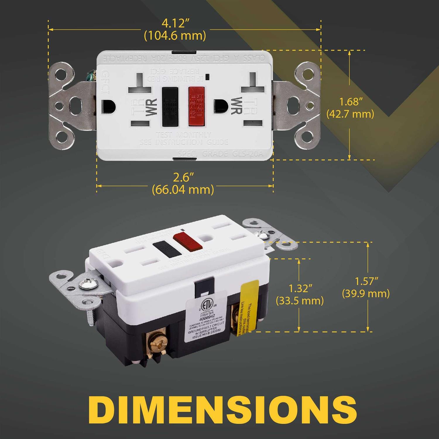 Faith 20A Gfci Outlet Slim GFI Receptacle with Wall Plate - MT - Mrs Treak