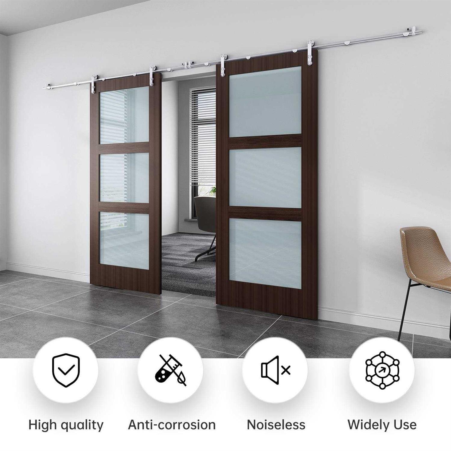 EaseLife Heavy Duty Sliding Barn Door Hardware Track Kit,Straight Pulley,Slide Smoothly Quietly,Easy Install - MT - Mrs Treak