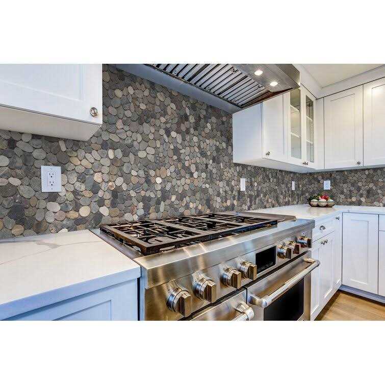 Tile Connection Sliced Pebble Grey 11-1/4 in. x 11-1/4 in. x Mesh-Mounted Mosaic Tile - MT - Mrs Treak