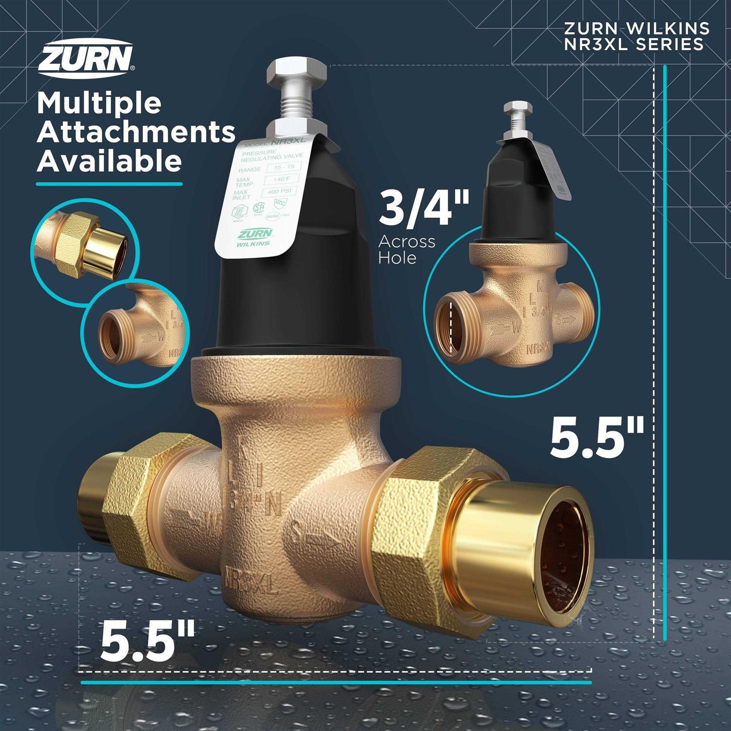 Zurn 3/4 in. 70XL Pressure Reducing Valve 34-70XL - MT - Mrs Treak
