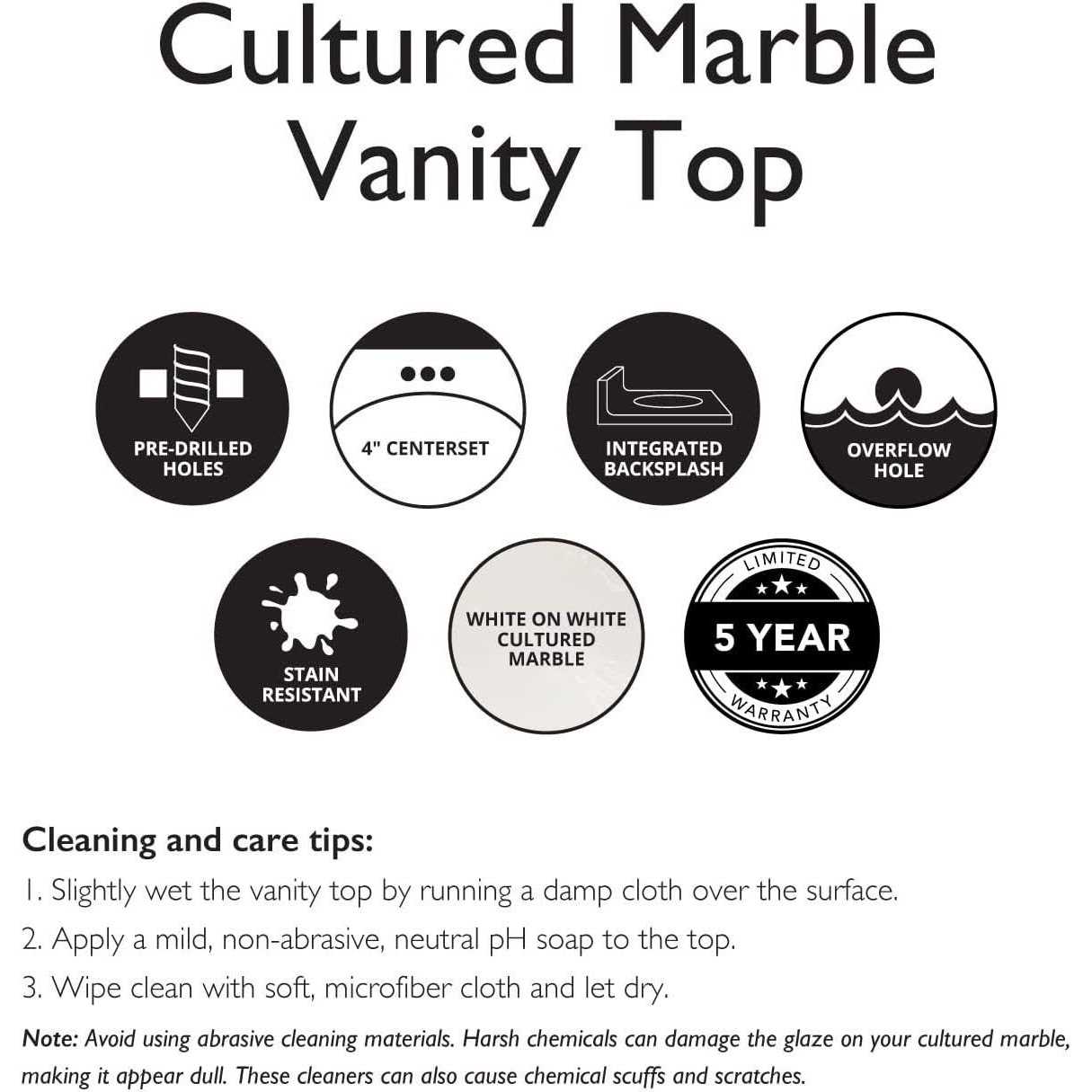 Design House 586206 Cultured Marble Vanity Top 37×19 - MT - Mrs Treak