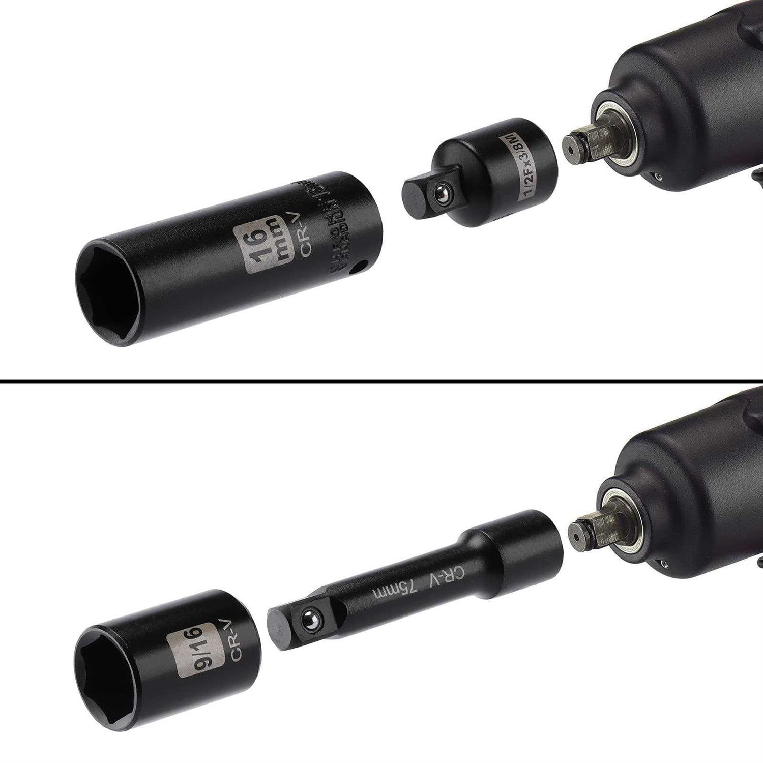 Mayouko 16 Pieces 3/8 Drive Low Profile Hex Socket Set Impact Allen Bit Socket - MT - Mrs Treak