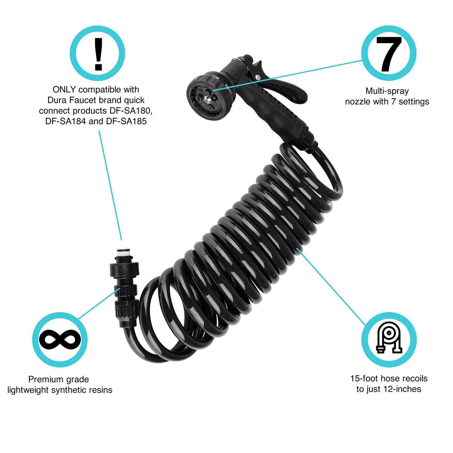 Dura Faucet DF-SA187-BK RV Exterior Quick Connect Sprayer & Hose Kit - MT - Mrs Treak