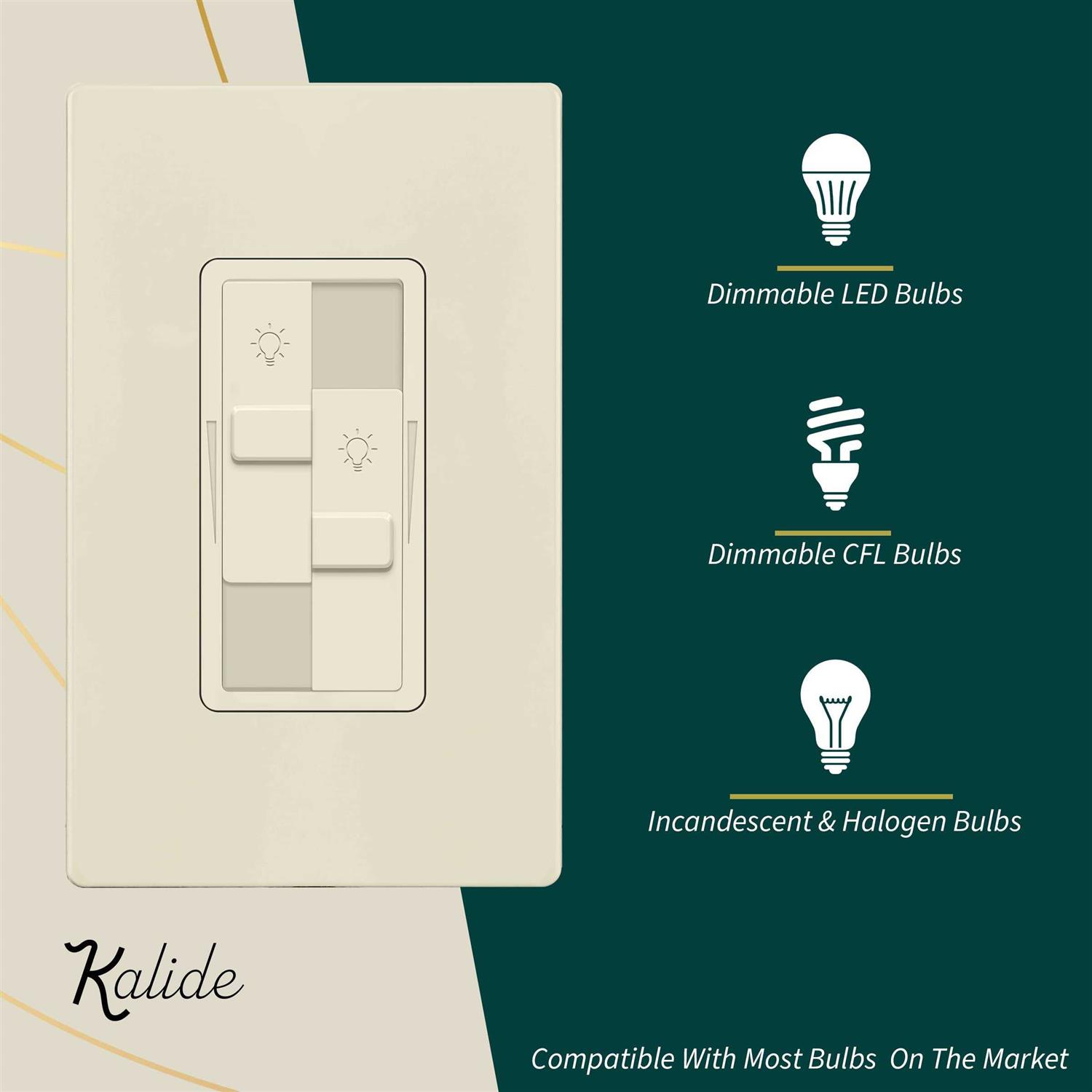 Topgreener Kalide Dual Load Dimmer Light Switch Double LED Dimmer Switch - MT - Mrs Treak