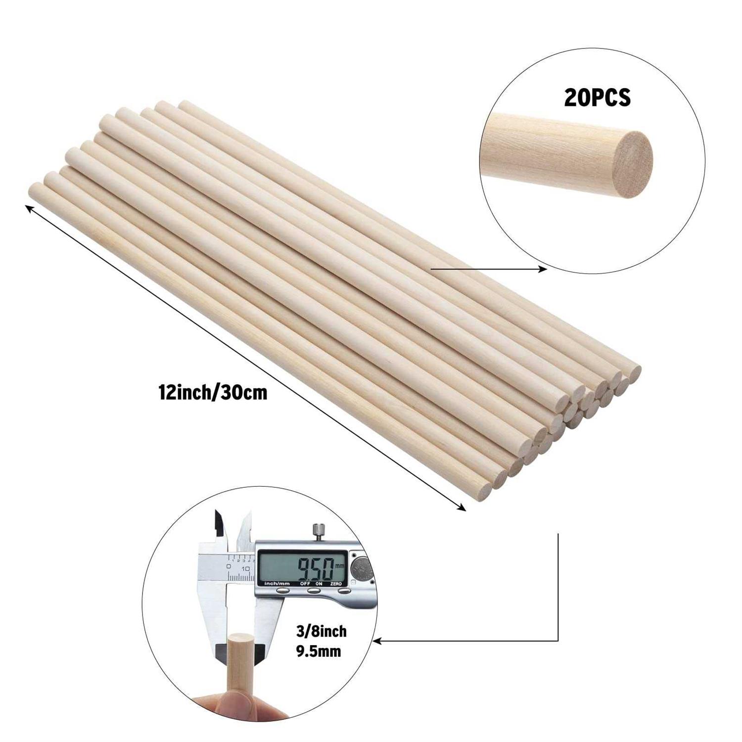 Wooden Dowel Dods Wood Dowels 12 Round Wooden Sticks For Crafts, Macrame Dowel, Unfinished Hardwood Sticks For Arts And Diyers - MT - Mrs Treak
