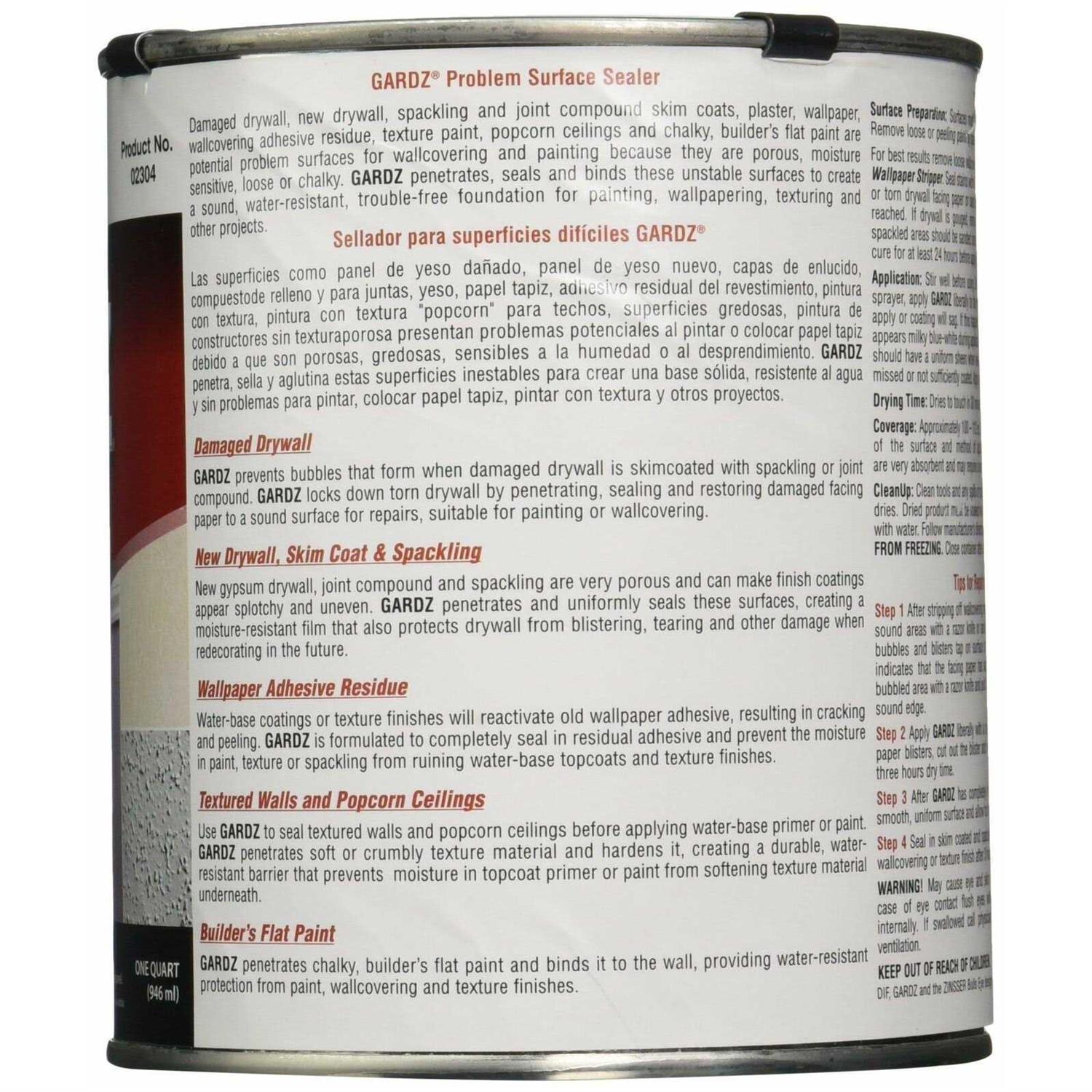 Zinsser Gardz Problem Surface Sealer 02301 - Mrs Treak