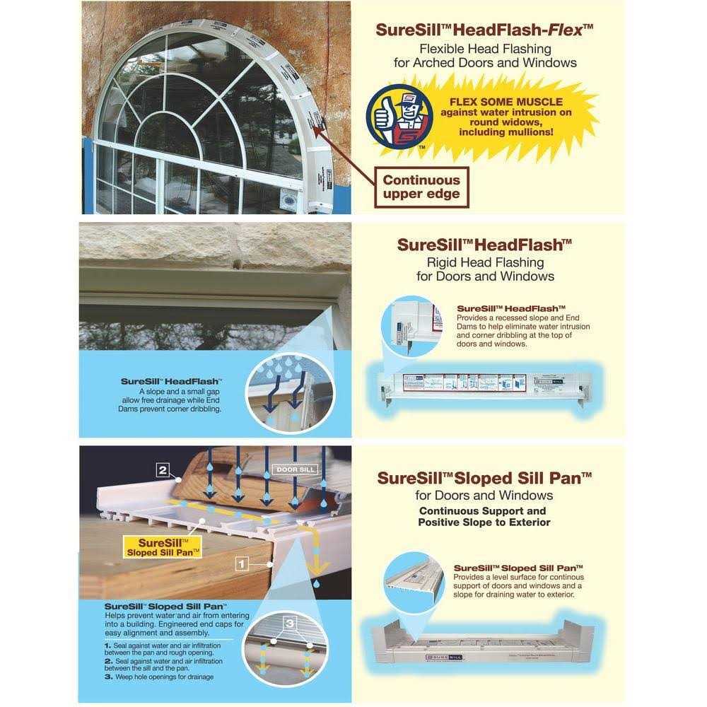 SureSill 6-9/16 in. x White PVC Sloped Sill Pan for Door and Window Installation and Flashing - MT - Mrs Treak