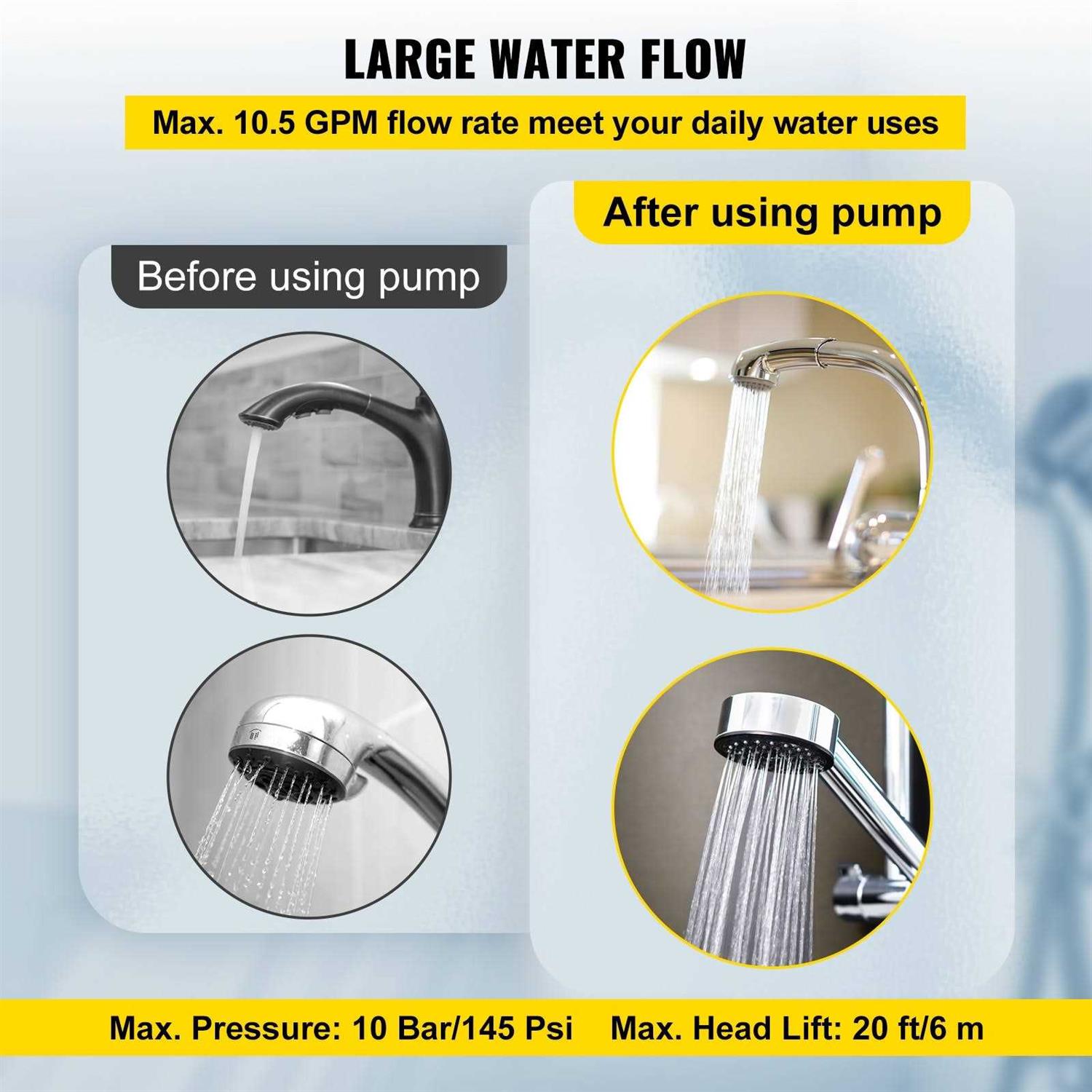 VEVOR Hot Water Recirculating Pump 100W Water Circulator Pump Auto Start/Close Ultra-silent Stainless Steel Head Circulation for Electric Water RSXHB110V100WLAF8V1 - MT - Mrs Treak