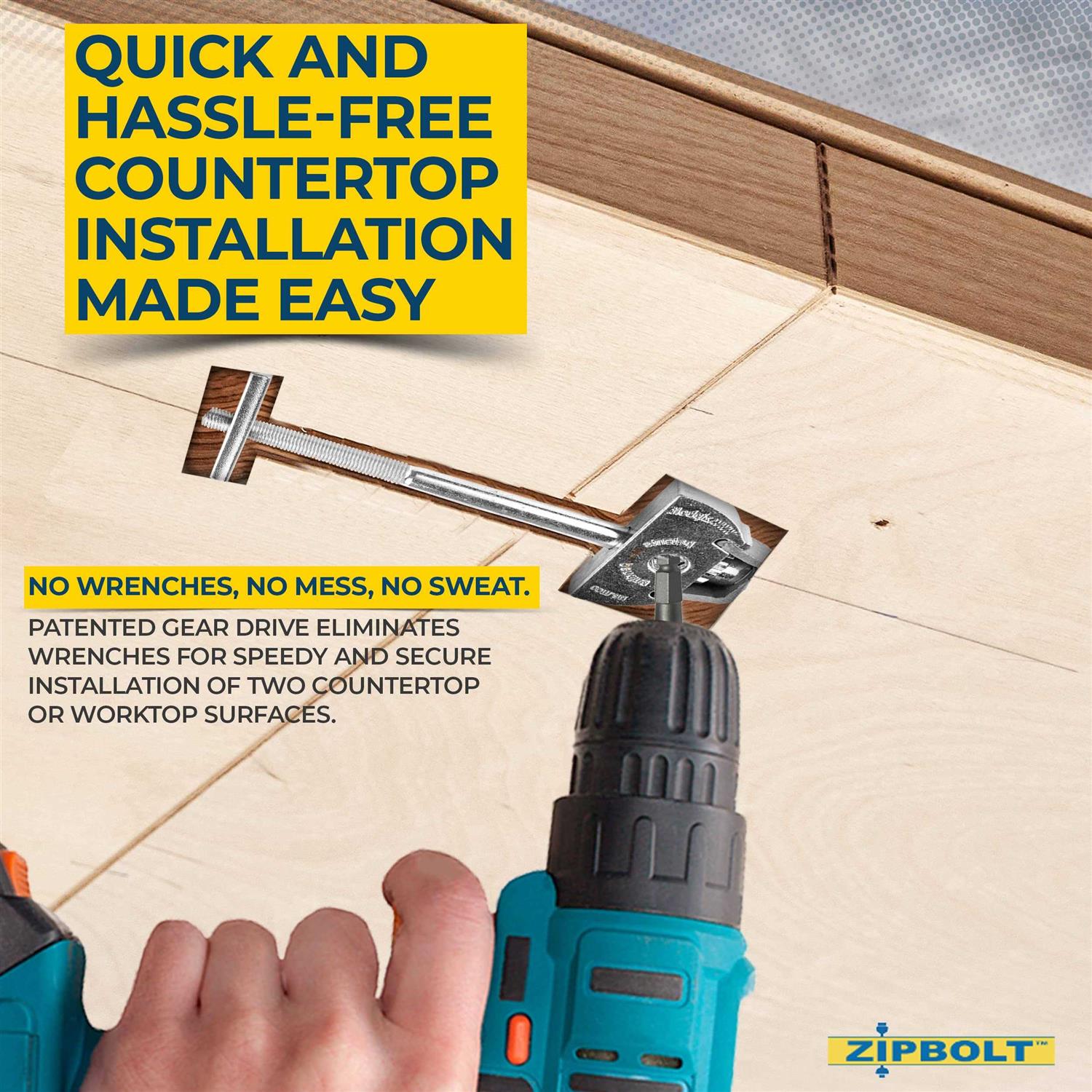 Zipbolt Countertop Connector — Joint Connector Drawbolt Pack with 5mm Hex Bit for Joining Countertops - MT - Mrs Treak