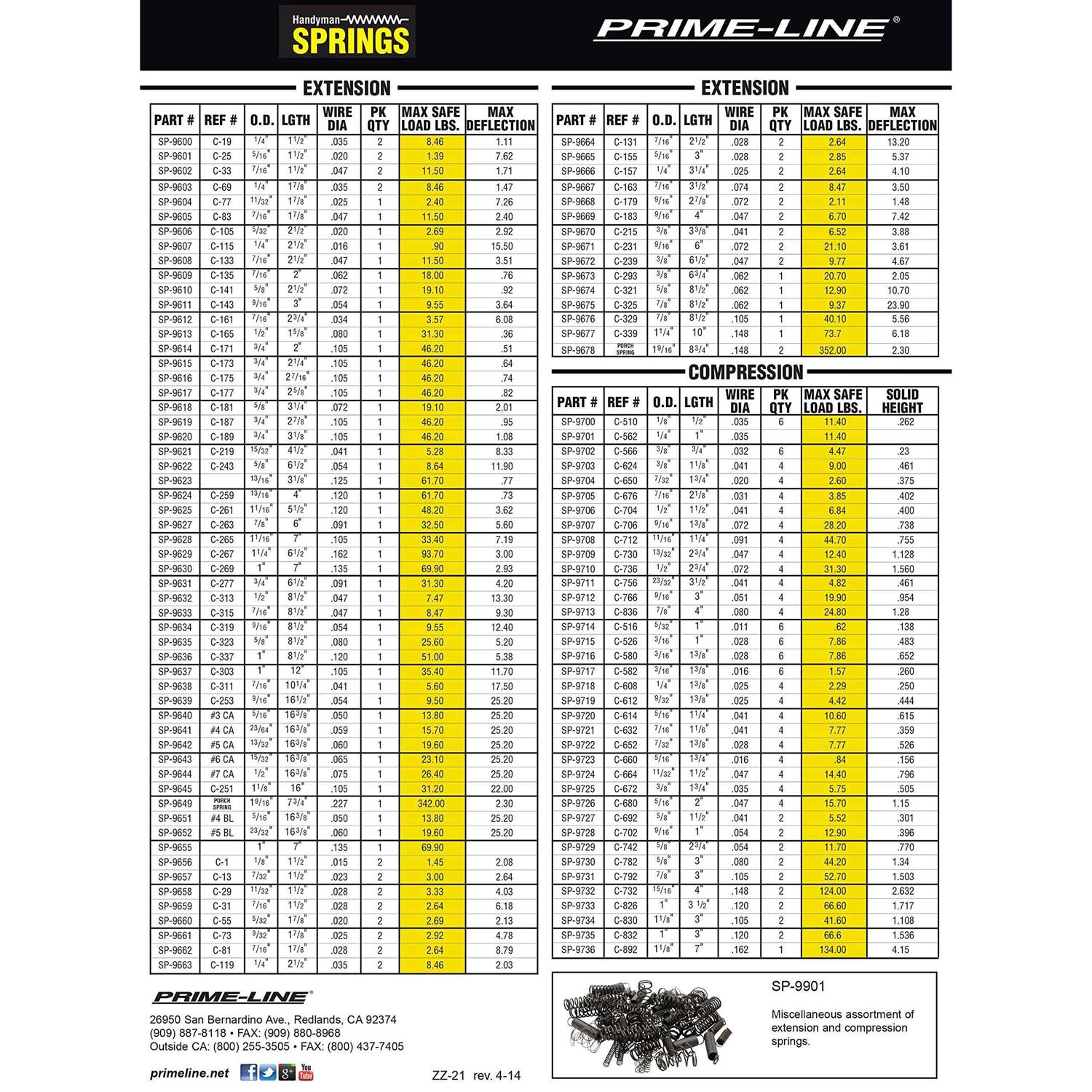 Prime-Line SP 9677 10 in. L x 1-1/4 in. Dia. Extension Spring - MT - Mrs Treak