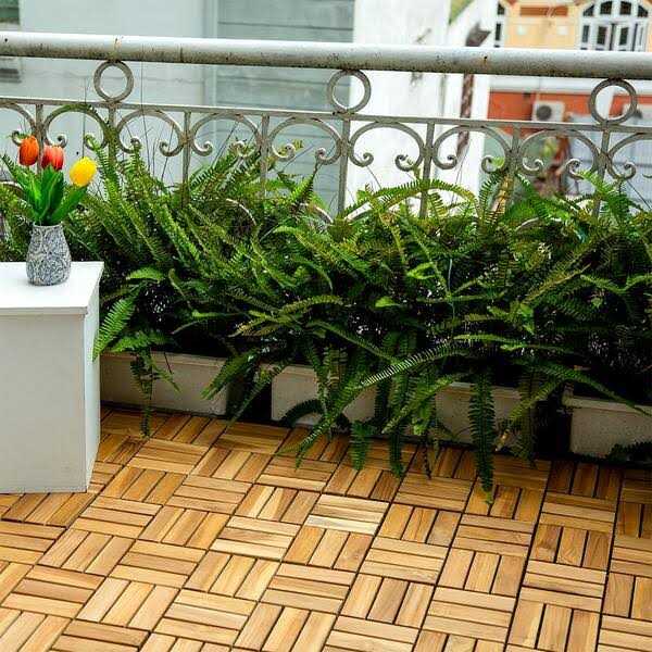 YOFE Brown Acacia Wood 3/4 in. T x 12 in. W Solid Hardwood Flooring Interlocking Deck Tiles - Mrs Treak