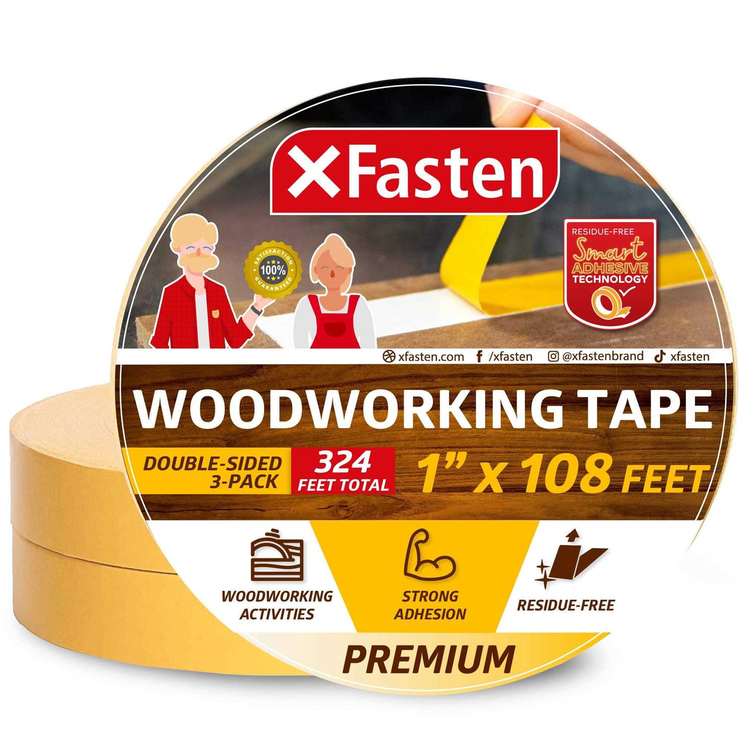 Xfasten Double Sided Carpet Tape 2 x 30 Yards Heavy Duty Residue-Free Rug Tape for Area Rugs and Hardwood Floor - MT - Mrs Treak
