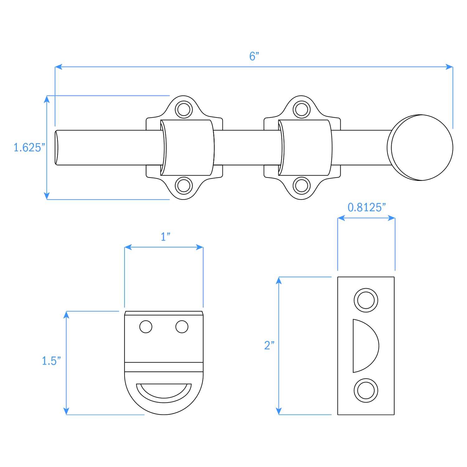 Nuk3y Heavy Duty Solid Brass Dutch Door Surface Bolt - MT - Mrs Treak