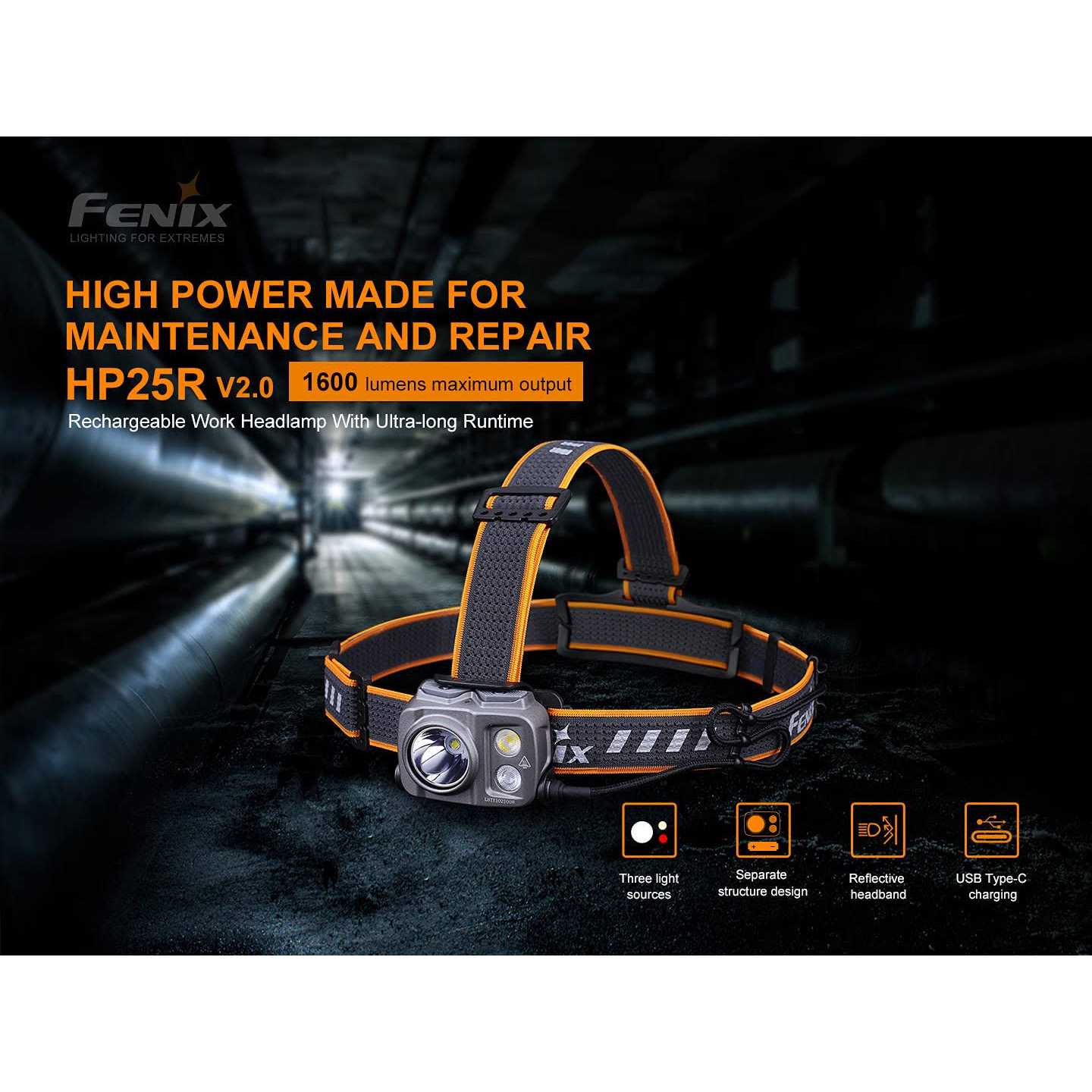 Fenix HP25R V2.0 Rechargeable Headlamp - MT - Mrs Treak