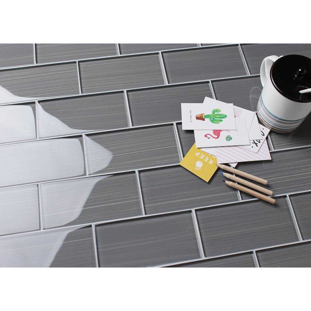 WS Tiles Hand Painted 3 in. x 6 in. Glass Subway 12 in. x 12 in. Mesh-Backed Wall Tile WST - MT - Mrs Treak