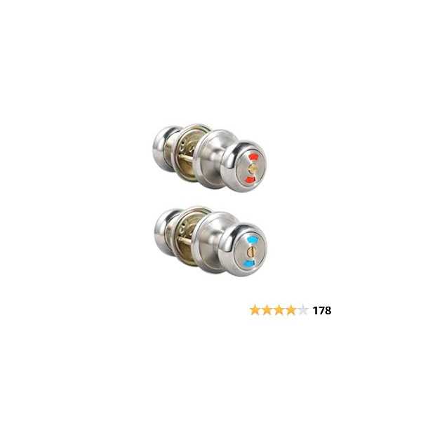 Mutex Bathroom Door Lock Knob, Color Indicator for Vacant or Occupied in Use Restroom - MT - Mrs Treak