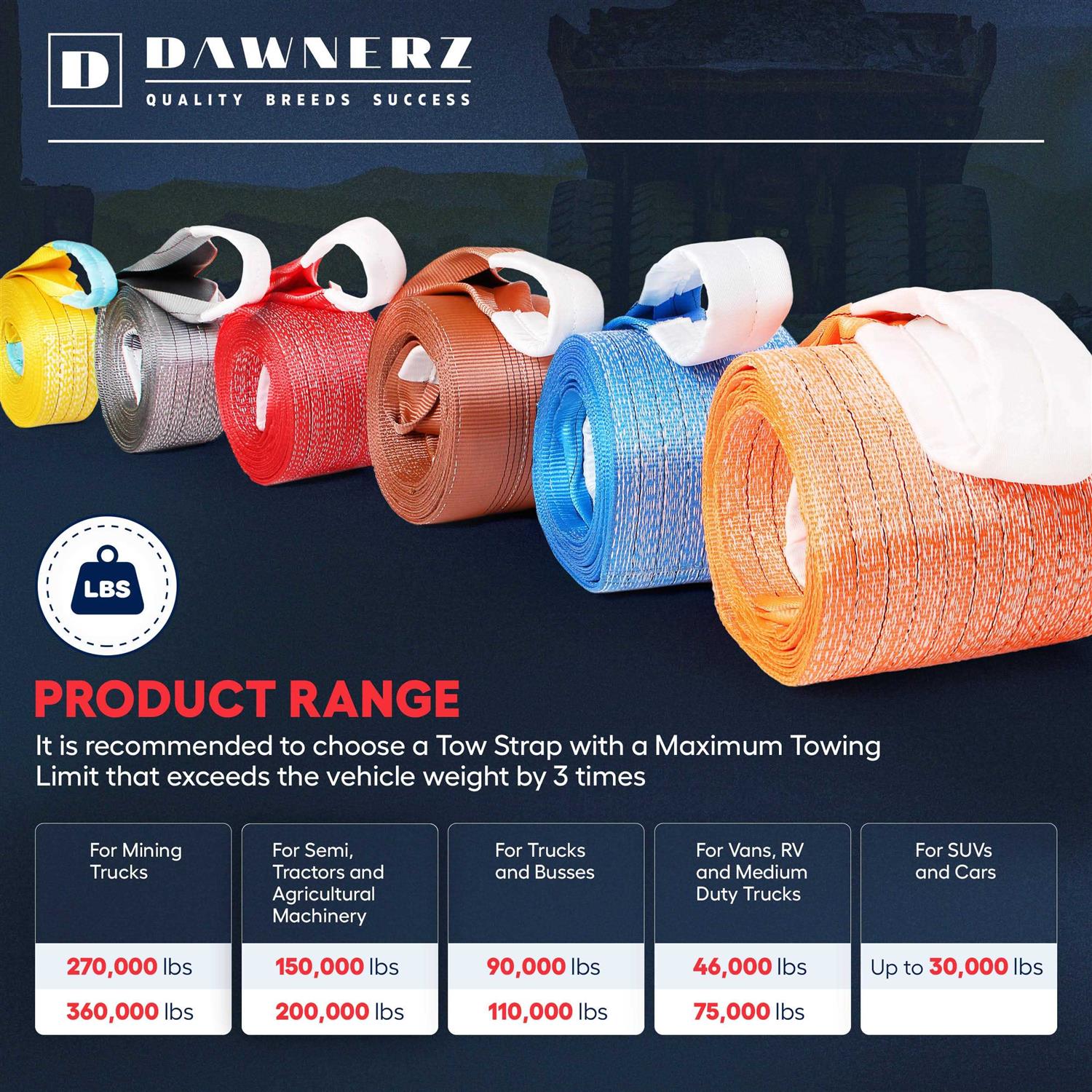 Dawnerz Heavy Duty Tow Strap for Trucks and Buses - MT - Mrs Treak