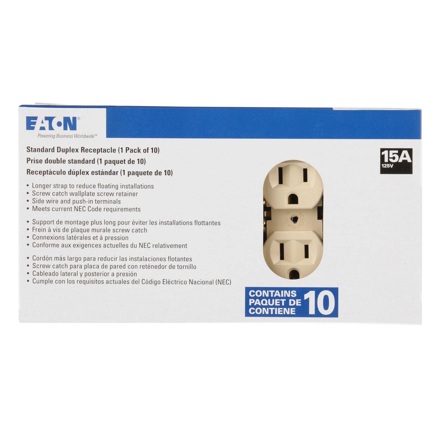 Eaton 15-Amp 125-volt Residential Decorator Outlet 1107W-10-LW - MT - Mrs Treak
