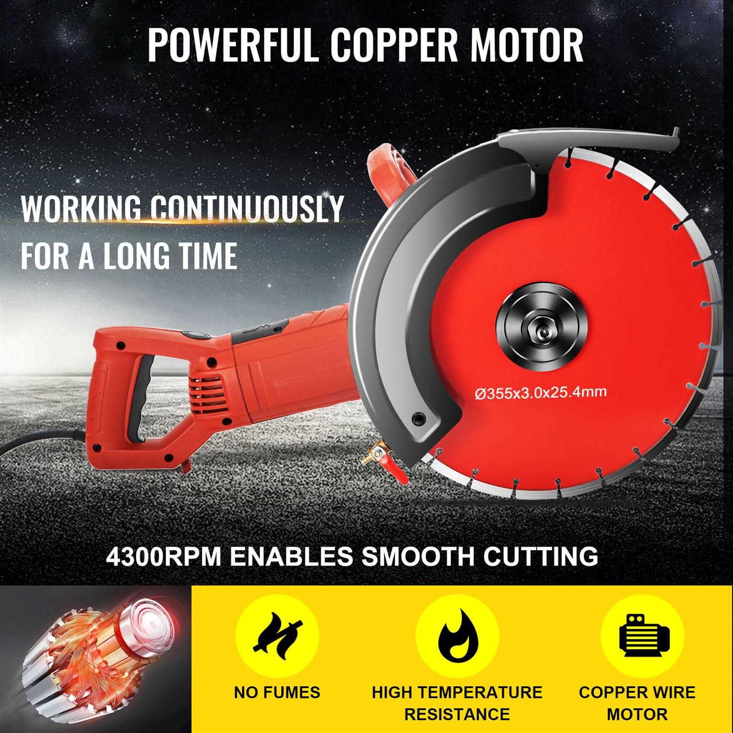 VEVOR 12 Concrete Cutter, 15-Amp Concrete Saw, Electric Circular Saw with 12 Blade and Tools - MT - Mrs Treak
