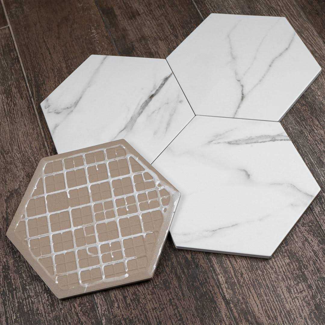 MOLOVO Elegance Gold Hexagon 7.7 in. x 8.9 in. Matte Porcelain Marble look Floor and Wall Tile - MT - Mrs Treak