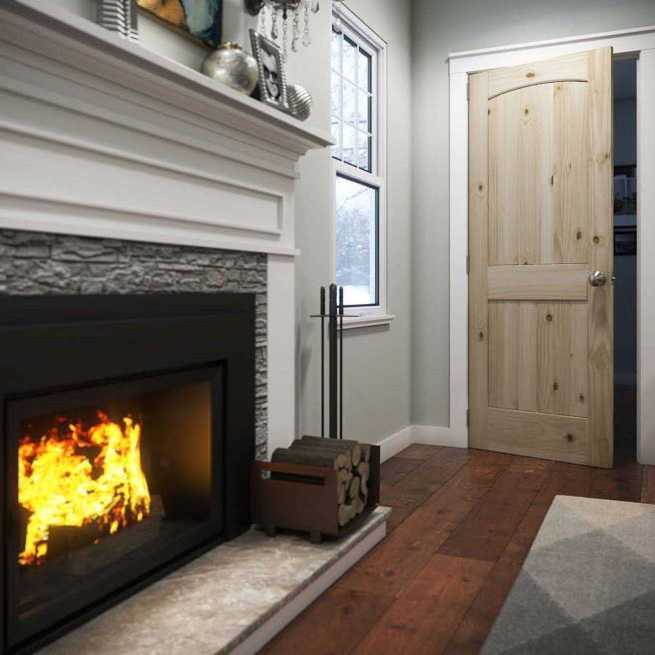 EightDoors 80 x 2 Panel V-Grooved Arch Top Knotty Pine Unfinished Solid Wood Core Door - MT - Mrs Treak