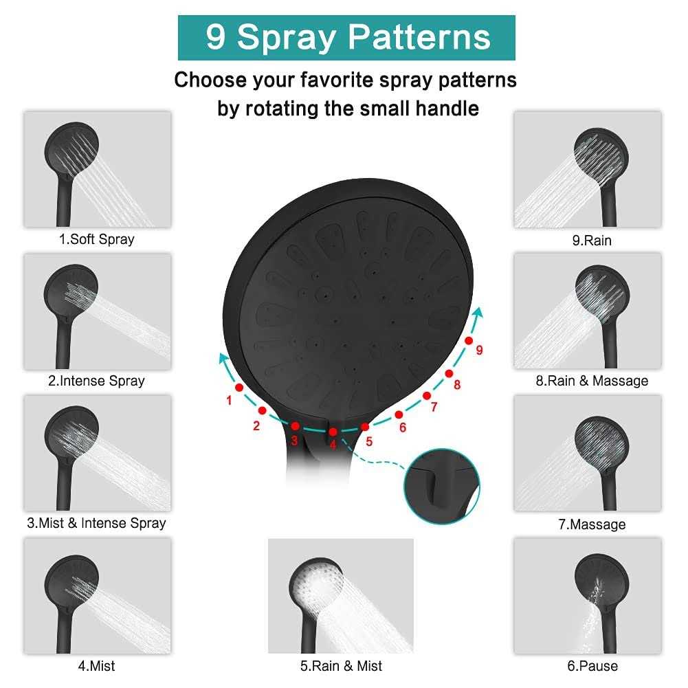 Tudoccy Shower Head 10‘’ High Pressure Rainfall Shower Head/Handheld Shower Combo with 11” Extension Arm - MT - Mrs Treak